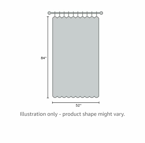 Illustration of a curtain with dimensions, 84 inches tall and 52 inches wide.