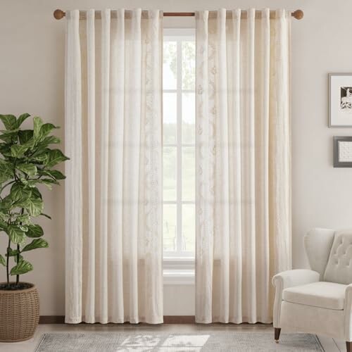 jinchan Floral Linen Curtains