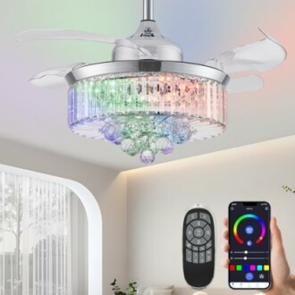 48" Retractable Crystal Ceiling Fan