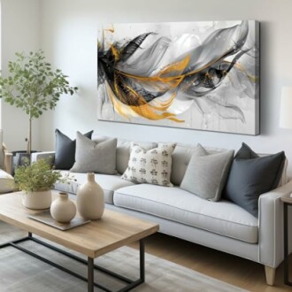 Black and White Feather Canvas Wall Art