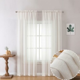 OWENIE Linen Blend Sheer Curtains