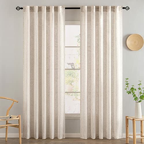 MIULEE Natural White Linen Curtains