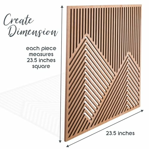 Wooden wall panel with geometric pattern, 23.5 inches square.